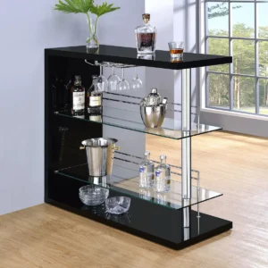 Prescott Rectangular Home Wine Table Black High Gloss - COA-100165