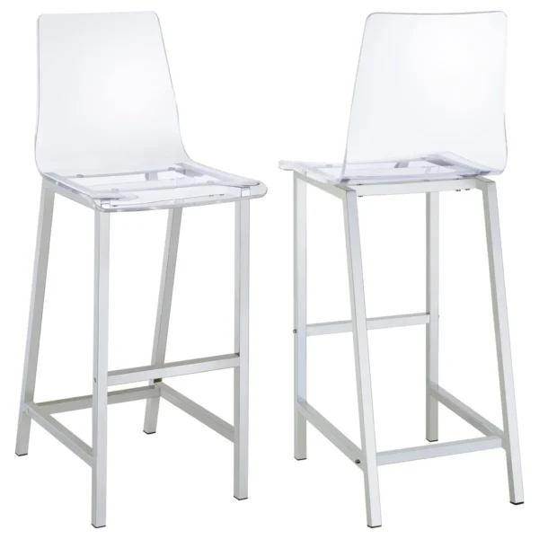 Juelia Clear Acrylic Bar Chair Chrome (Set of 2) - COA-100295