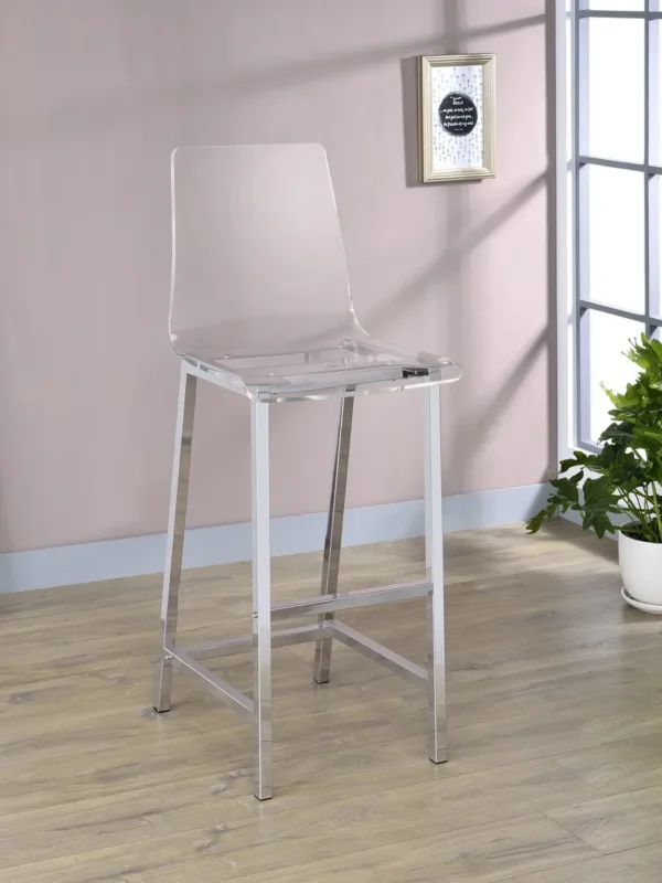 Juelia Clear Acrylic Bar Chair Chrome (Set of 2) - COA-100295