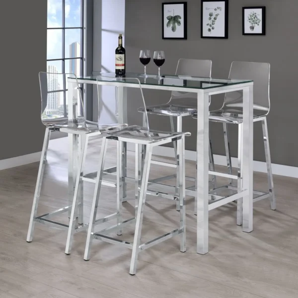 Juelia Clear Acrylic Bar Chair Chrome (Set of 2) - COA-100295
