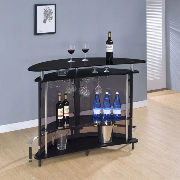 Amarillo Freestanding Glass Top Home Bar Wine Cabinet Black - COA-101065