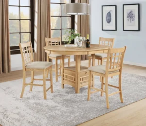 Lavon 5-piece Oval Counter Height Dining Set Light Oak - COA-106628-S5