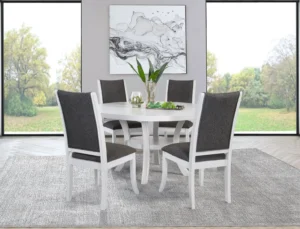 Judd 5-piece 54-inch Round Wood Dining Table Set Pearl White - COA-109330-S5
