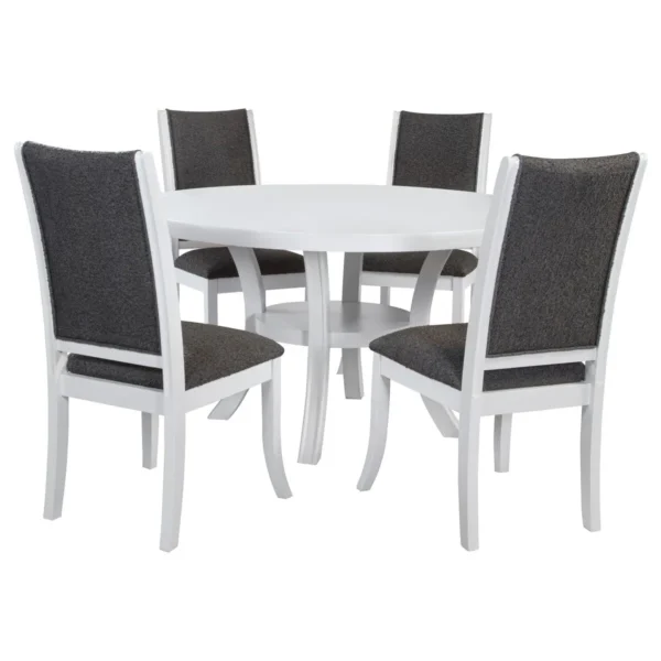 Judd 5-piece 54-inch Round Wood Dining Table Set Pearl White - COA-109330-S5