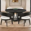 Leandro 5-piece Round Dining Table Set Burnished Black - COA-115390-S5A