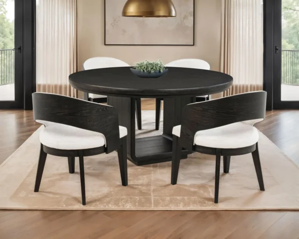 Leandro 5-piece Round Dining Table Set Burnished Black - COA-115390-S5A