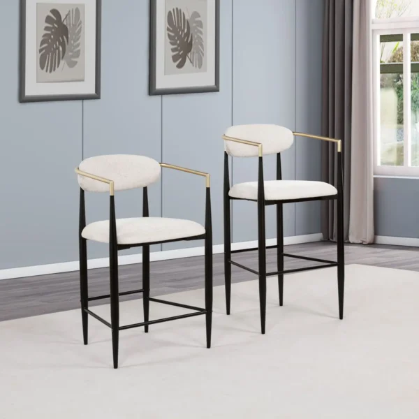 Tina Fabric Upholstered Counter Chair Beige (Set of 2) - COA-121184