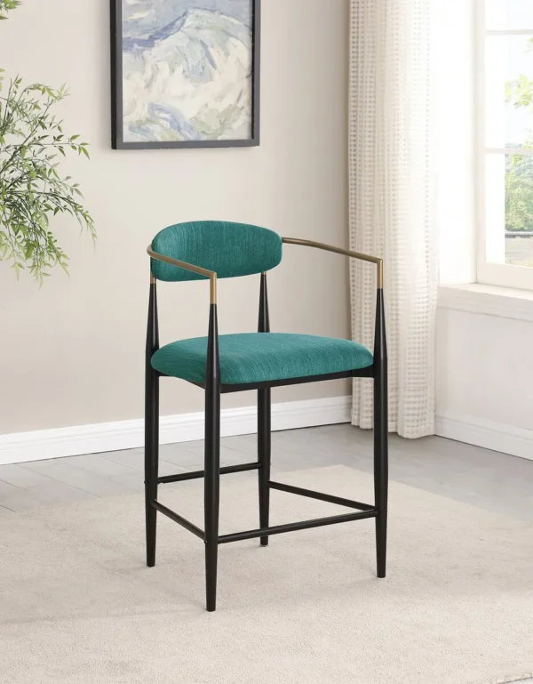 Tina Fabric Upholstered Counter Chair Green (Set of 2) - COA-121185