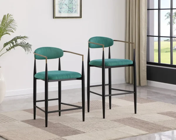 Tina Fabric Upholstered Counter Chair Green (Set of 2) - COA-121185