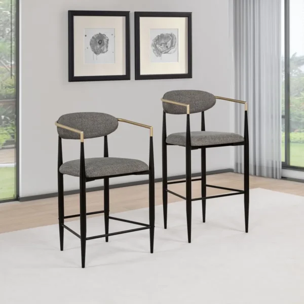 Tina Fabric Upholstered Counter Chair Dark Grey (Set of 2) - COA-121186