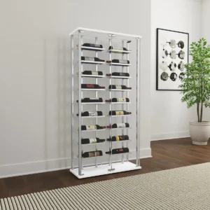 Montara Tempered Glass Wine Storage LED Curio Cabinet Chrome - COA-182037