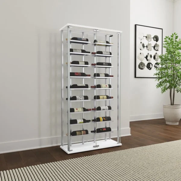 Montara Tempered Glass Wine Storage LED Curio Cabinet Chrome - COA-182037