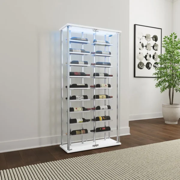 Montara Tempered Glass Wine Storage LED Curio Cabinet Chrome - COA-182037