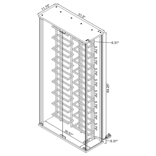 Montara Tempered Glass Wine Storage LED Curio Cabinet Chrome - COA-182037