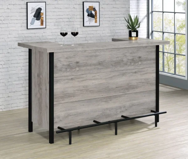 Bellemore Freestanding Home Bar Wine Cabinet Grey Driftwood - COA-182105