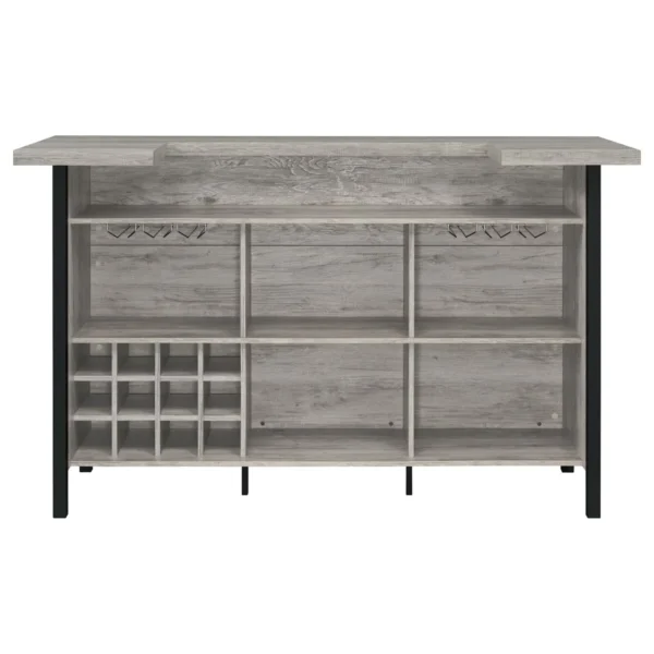 Bellemore Freestanding Home Bar Wine Cabinet Grey Driftwood - COA-182105