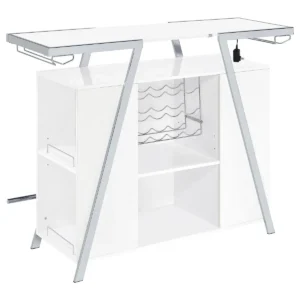 Araceli Freestanding LED Home Bar Cabinet White High Gloss - COA-182355