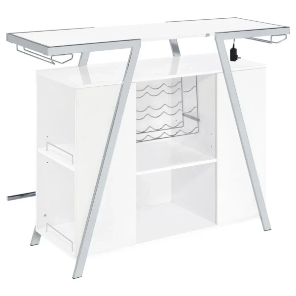 Araceli Freestanding LED Home Bar Cabinet White High Gloss - COA-182355