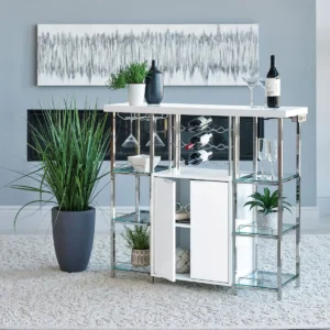 Gallimore 2-door Bar Cabinet Wine Storage White High Gloss - COA-182757
