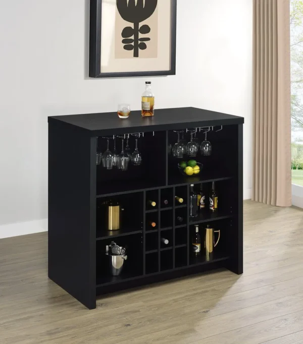Topanga Engineered Wood Freestanding Home Bar Black - COA-182784