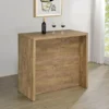 This home bar combines modern style with functionality, crafted from engineered wood and laminate veneer for a sleek, durable design. Perfect for entertaining, it features a wine bottle grid that holds up to 12 bottles, multiple open shelves for organization, and integrated metal stemware racks for hanging glasses securely. With its versatile storage solutions and sturdy construction, this bar is an ideal addition to any home, keeping your entertaining essentials stylishly organized and accessible.