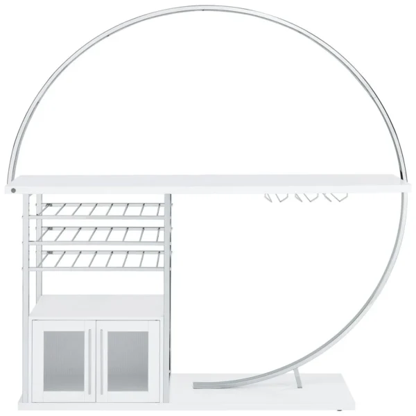 Risley 2-door Circular LED Wine Cabinet White High Gloss - COA-182798