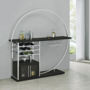 Risley 2-door Circular LED Wine Cabinet Dark Charcoal - COA-182799
