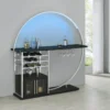 Risley 2-door Circular LED Wine Cabinet Dark Charcoal - COA-182799