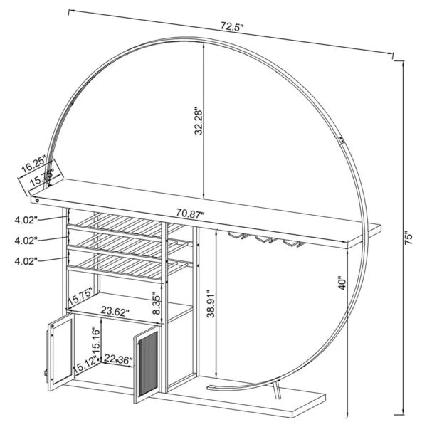 Risley 2-door Circular LED Wine Cabinet Dark Charcoal - COA-182799