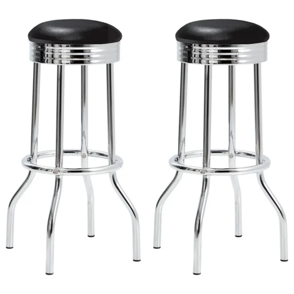 Retro Upholstered Metal Swivel Bar Stool Black (Set of 2) - COA-2408