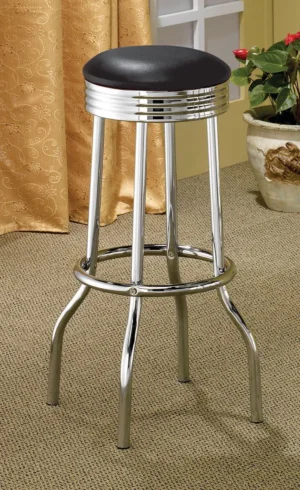 Retro Upholstered Metal Swivel Bar Stool Black (Set of 2) - COA-2408
