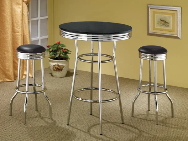 Retro Upholstered Metal Swivel Bar Stool Black (Set of 2) - COA-2408