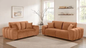 Burnett 2-piece Chenille Upholstered Sofa Set Burnt Orange - COA-504951-S2