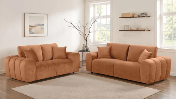 Burnett 2-piece Chenille Upholstered Sofa Set Burnt Orange - COA-504951-S2