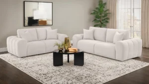 Burnett 2-piece Chenille Upholstered Sofa Set Ivory - COA-504955-S2