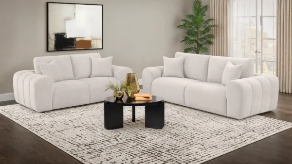 Burnett 2-piece Chenille Upholstered Sofa Set Ivory - COA-504955-S2