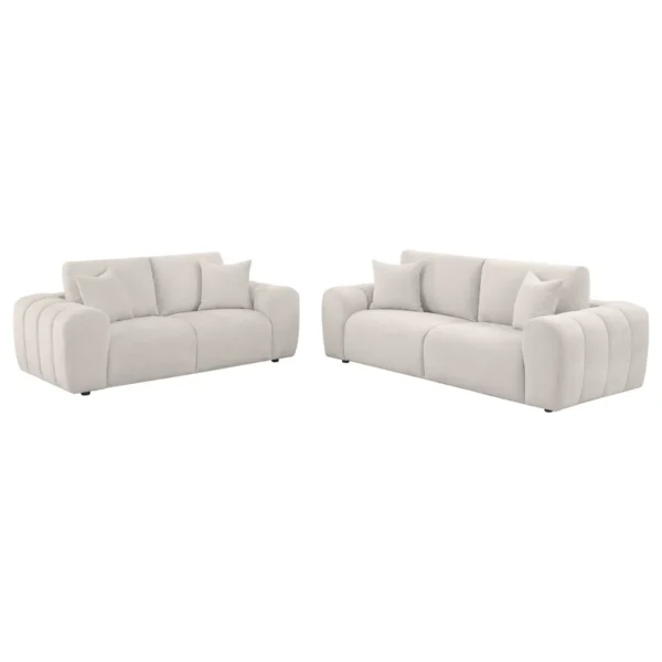 Burnett 2-piece Chenille Upholstered Sofa Set Ivory - COA-504955-S2