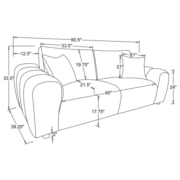 Burnett 2-piece Chenille Upholstered Sofa Set Ivory - COA-504955-S2