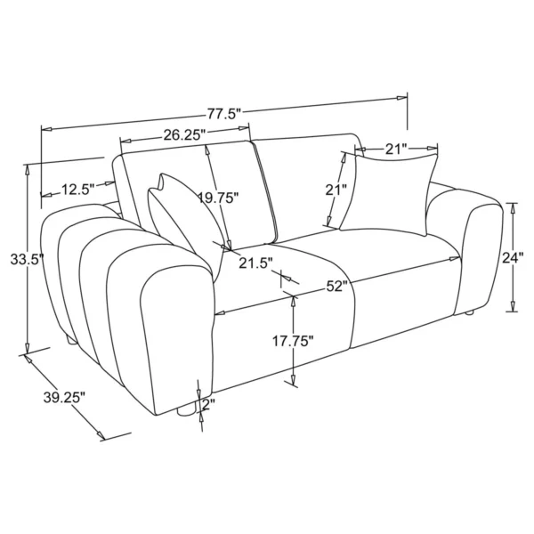 Burnett 2-piece Chenille Upholstered Sofa Set Ivory - COA-504955-S2