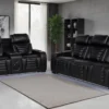 603251PP-S2_01-7047488 Zuma 2-piece Faux Leather Dual Power LED Sofa Set Black - COA-603251PP-S2