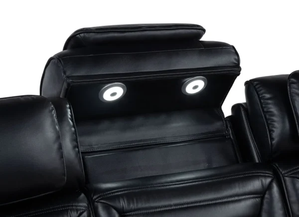 603251PP-S2_12-7047489 Zuma 2-piece Faux Leather Dual Power LED Sofa Set Black - COA-603251PP-S2