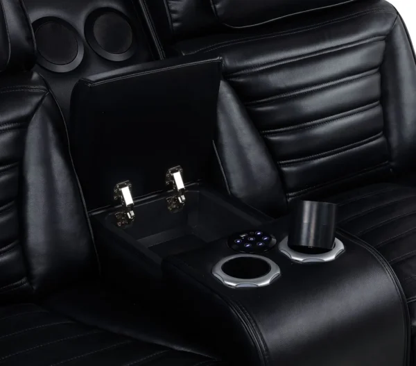 603251PP-S2_13-7047489 Zuma 2-piece Faux Leather Dual Power LED Sofa Set Black - COA-603251PP-S2