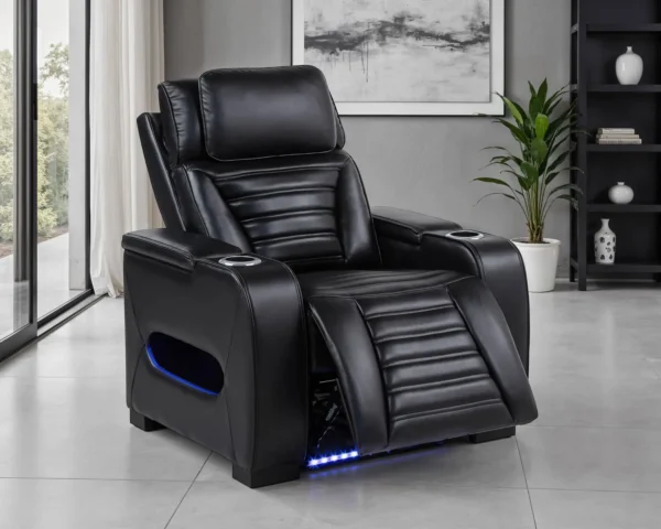 Zuma Faux Leather Upholstered Dual Power LED Recliner Black - COA-603253PP