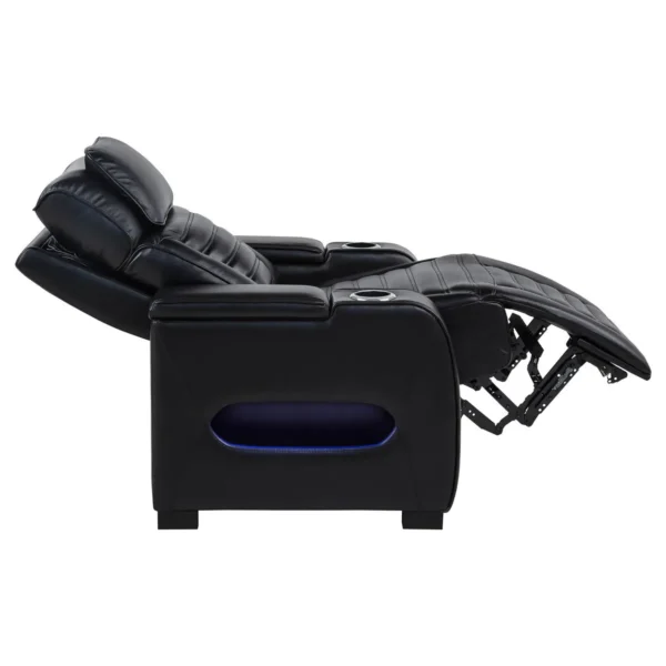 Zuma Faux Leather Upholstered Dual Power LED Recliner Black - COA-603253PP