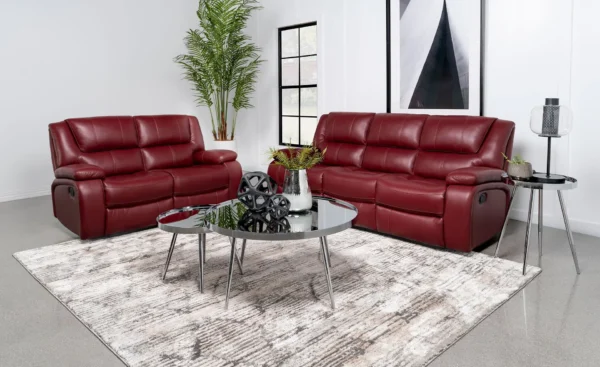 Camila 2-piece Upholstered Reclining Sofa Set Red - COA-610241-S2