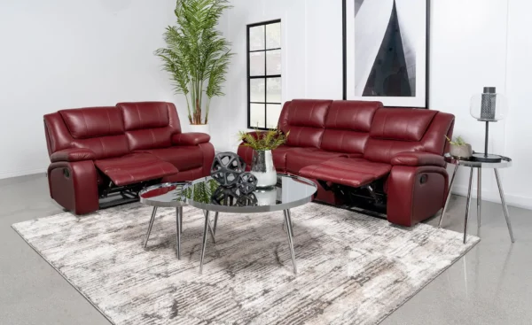 Camila 2-piece Upholstered Reclining Sofa Set Red - COA-610241-S2