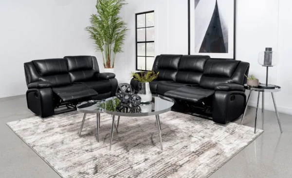 Camila 2-piece Upholstered Reclining Sofa Set Black - COA-610244-S2