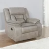 Greer Upholstered Swivel Glider Recliner Chair Taupe - COA-651353