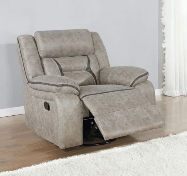 Greer Upholstered Swivel Glider Recliner Chair Taupe - COA-651353