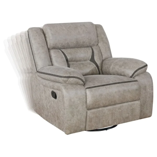 Greer Upholstered Swivel Glider Recliner Chair Taupe - COA-651353